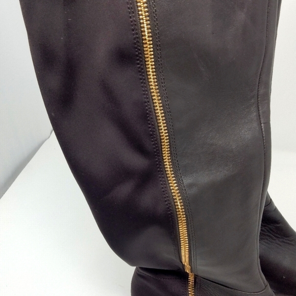 NINE West Brown flat zipper boot knee length size 7 and 1/2 medium new - Picture 3 of 8